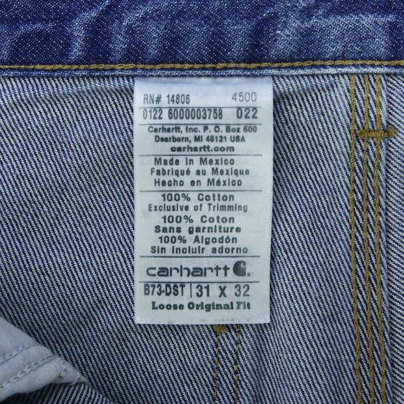 Vintage Carhartt B73 DST Faded Blue Jeans Denim Double Knee Carpenter Pant 31x32 - Picture 16 of 16